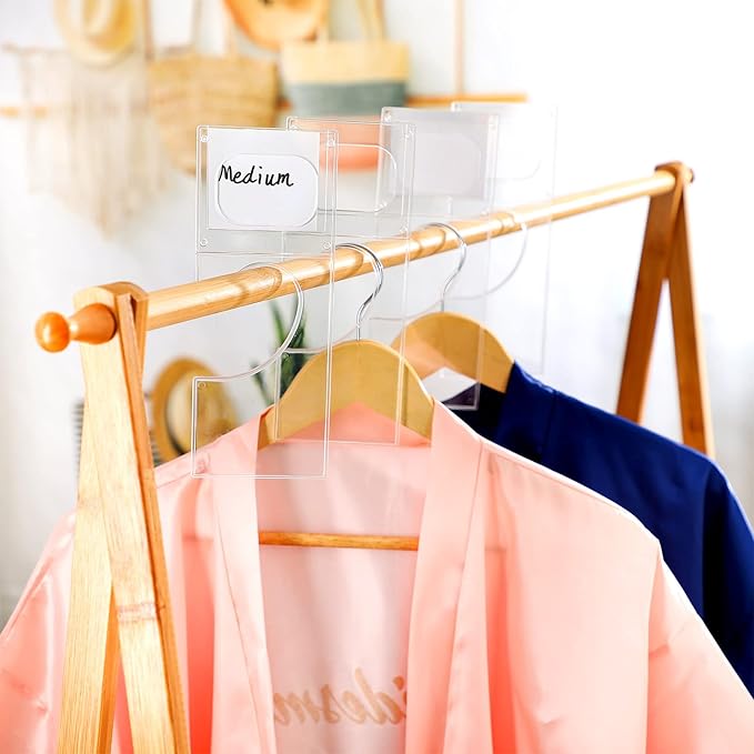 Kathfly 20 Pack Clothing Rack Size Dividers Plastic Closet Dividers for Hanging Clothes Transparent Rectangle Clothes Rack Size Label Hangers for Department Wardrobe Stores Organization