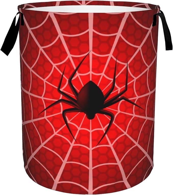 Laundry Basket, Dirty Clothes Basket, Foldable Waterproof Oxford Cloth Storage Basket for Bedroom, Bathroom, Clothes,Large Storage Basket Home Decoration(Red Spider Web)