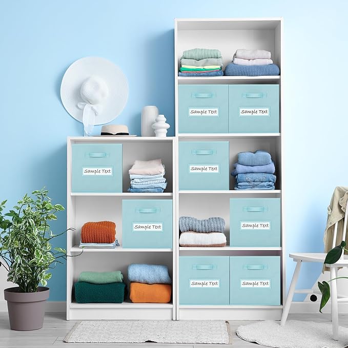artsdi Fabric storage cubes (8 Pack) 13 Inch Cube Storage Bin, cube organizer bins with 8 Labels Window Cards & a Pen, Foldable cube organizer bins and Storage Box, Sky Blue