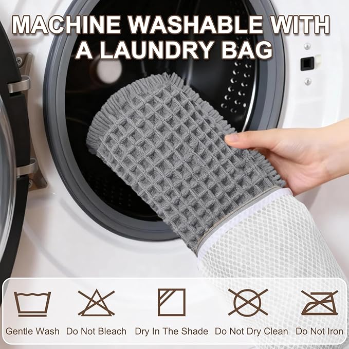 Hiasan Waffle Bath Mat, Super Absorbent Non Slip Bathroom Boho Rug with Tassels, Machine Washable Bath Mats for Bathroom, Ultra Soft Rubber Backed Rug, Grey, 20 x 32 Inches