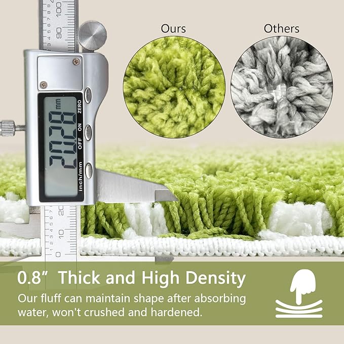 Grass Green Leaf Bathroom Runner - Bath Mats Non Slip Machine Washable Bathroom Decor Water Absorbent Bath Rugs for Sink Bathtub and Shower Leaves 18" x 47"