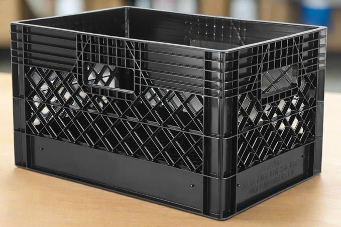 Hudson Exchange 19 x 13 x 11" (24 Quart, 3 Pack) Mesh Commercial Grade Milk Crate Handled Storage Container Tote, Black