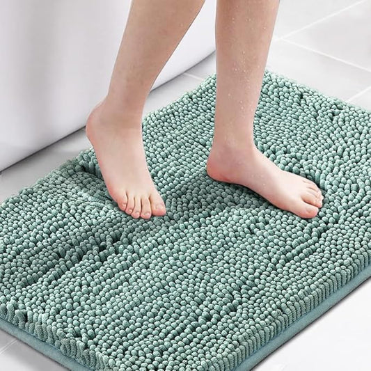 H.VERSAILTEX Bath Mat for Bathroom Non Slip Luxury Chenille Ultra Soft Bath Rugs 24x36 Absorbent Non Skid Shaggy Rugs Washable Dry Fast Plush Area Carpet Mats, Eggshell Blue