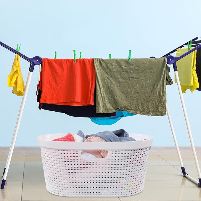 4 Packs 40 L Laundry Baskets, Plastic Dirty Clothes Hampers with Cut-Out Handles for Bedroom, Bathroom, Dorm, Laundry Room, White
