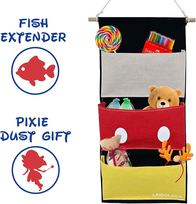 Fish Extender for Disney Cruise Gift Exchange – 3-Pocket Hanging Organizer for Cabin Door, Cruise Must Have with Pixie Dust Gift Holder (2025 Edition)