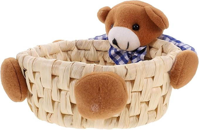 Sundries Woven Storage Basket Handwoven Decorative Container for Organizing Snacks Toys and Items Stylish and Corn Bran Material for Home Nursery Use