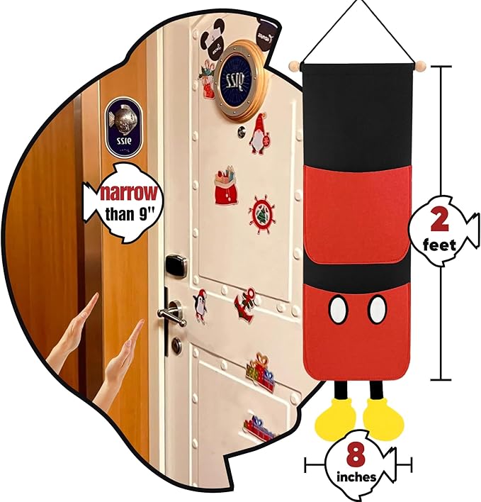 RUNROLE 8 Inch Felt Fish Extender - 2 Deep Pockets, Narrow Width to Right Fit The Cabin Door, HTV Friendly, Easily Customize, 2026&2027 FE for Gift Exchanges and Pixie Dust, Cruise Essentials