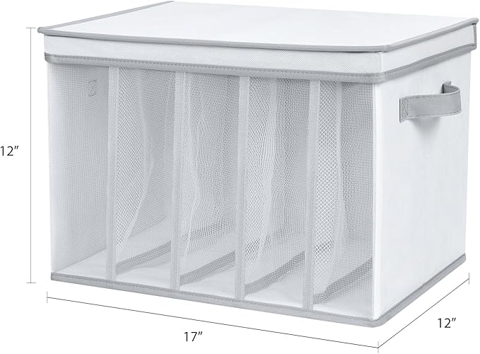 Univivi Large Size Wardrobe Clothes Organizer, 5 Grids Sweater Organizer for Closet with Handles, Support Boards and Lids, Foldable Closet Organizers for Sweaters, Pants, T-shirt, Hoodie- 4 Pack