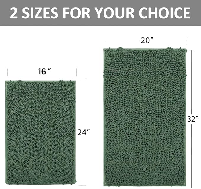 2 Piece Bath Rugs for Bathroom Non Slip - Soft Plush Shaggy Mats Floor, Indoor Entryway Extra Soft Chenille Bath Mat Absorbent Bathroom Rug