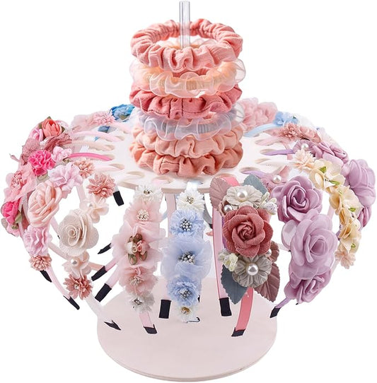 OOSAKU Headband Holder Stand Storage for Baby, Wooden ersatile Organizer for Scrunchies, Bows & Claw Clips for Girls, Women, Babies (FK-Q-1)