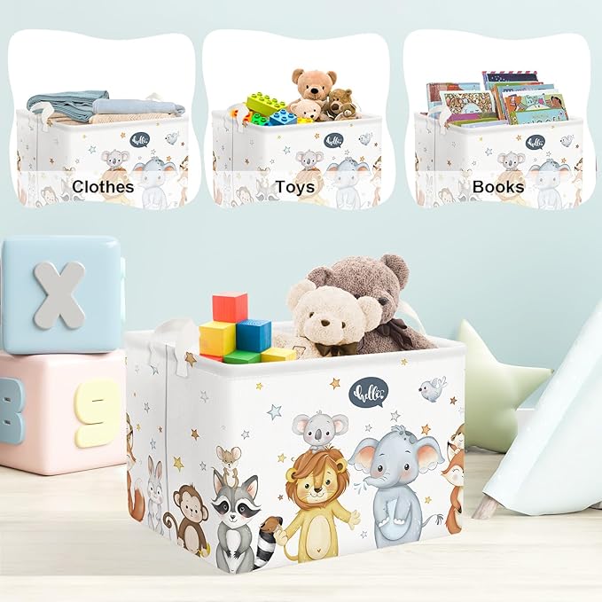 Clastyle Cute Animals Baby Laundry Hamper Kid Storage Basket Boy Girl Gift Toy Box Collapsible Large Clothes Organizer Nursery Bin for Bedroom, Star, 40 * 30 * 30 cm