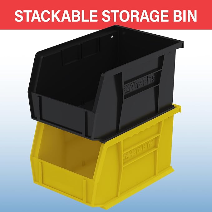 Akro-Mils 30237 AkroBins Plastic Storage Bins, Space-Saving Stackable Bins for Garage, Pantry, Craft Organization, 9" x 6" x 5", Clear, 12-Pack