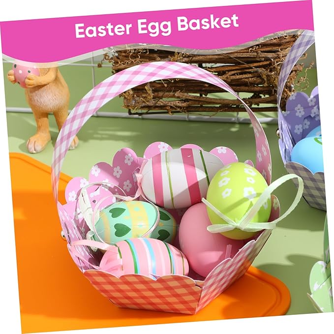 12pcs Easter Basket Eggs and Adorable Bunny Designs for Easter Hunts and Festive Decoration