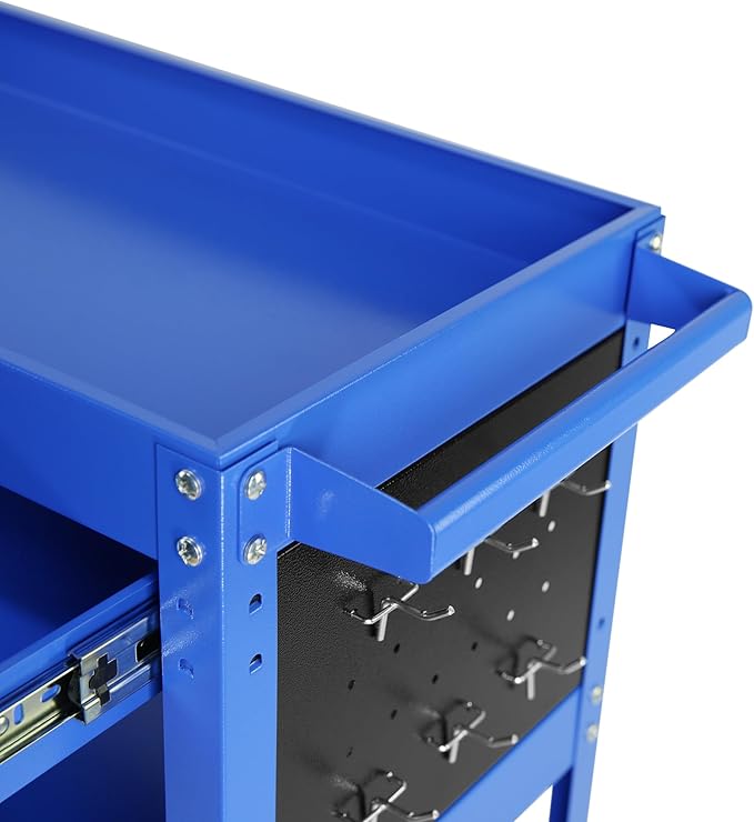 Rolling Tool Cart, Premium 1-Drawer Utility Cart, Heavy Duty Industrial Storage Organizer Mechanic Service Cart with Wheels and Locking System(Blue&Grey)