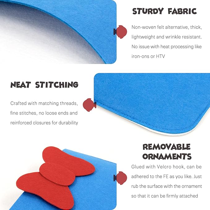RUNROLE 8 Inch Felt Fish Extender - 2 Deep Pockets, Narrow Width to Right Fit The Cabin Door, HTV Friendly, Easily Customize, 2026&2027 FE for Gift Exchanges and Pixie Dust, Cruise Essentials
