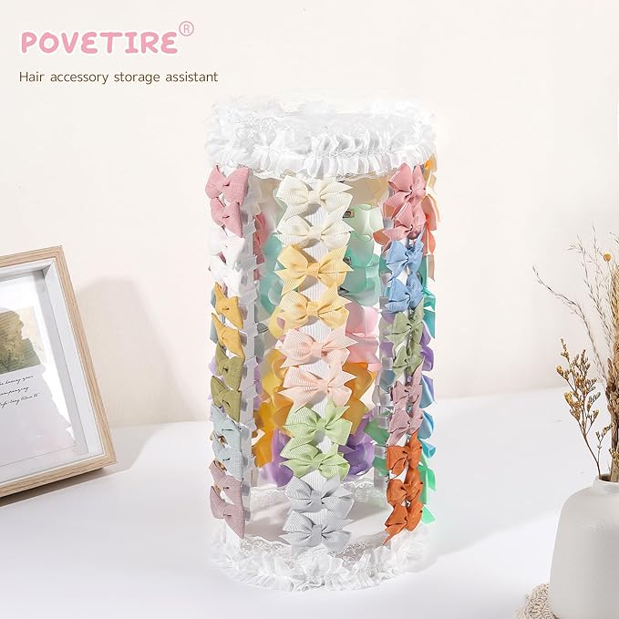 POVETIRE Bow Holder for Girls Hair Bows,White Hair Bow Organizer, Hair Clips Stand Hair Accessories Rack Display Decors Baby Nursery Toddler Girls Room