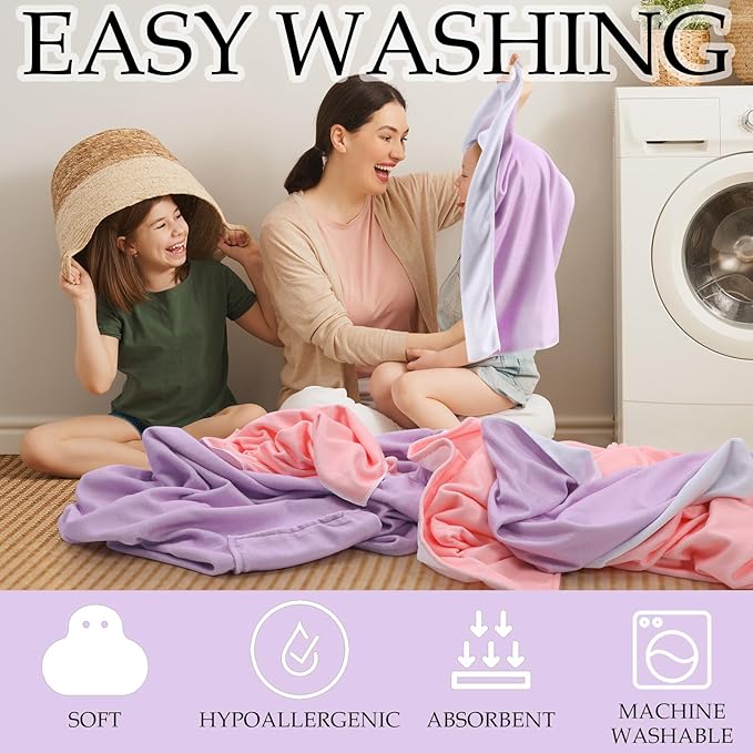 2 Sets Girls Towel Wrap Hair Towel Wrap for Kids with Soft Bath Body Dress Cute Adjustable Bathrobe with Turbans for 3.9-4.9 ft Kids Girls Wet Hair Rapid Drying(Classic Style)