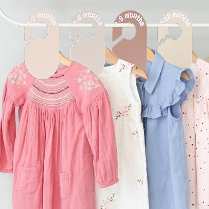 8 Sizes Baby Closet Dividers, Double-Sided Nursery Closet Organizer, Clothes Hanger Dividers Wardrobe Size Markers from Newborn to 24 Months