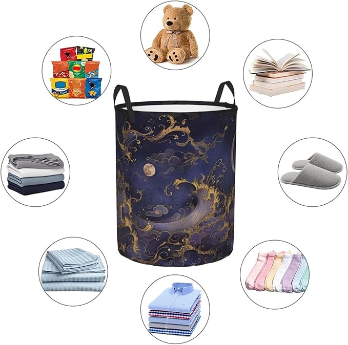 Purple Laundry Basket Starry Sky Decor,Waterproof Laundry Hamper Celestial Decor Collapsible Laundry Baskets With Handles,Toy/Clothes Storage Basket For Home Bedroom Bathroom Decor