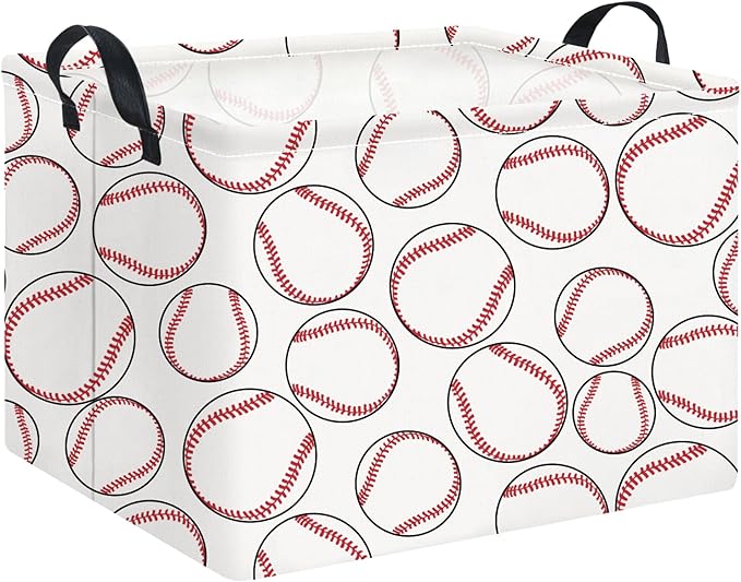 Rectangle Storage Basket,Gift Basket Empty with Handles for Kids,Cute Organizer Toy Bin,Room Decor(Big Baseball)