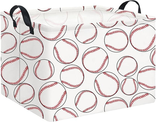 Rectangle Storage Basket,Gift Basket Empty with Handles for Kids,Cute Organizer Toy Bin,Room Decor(Big Baseball)