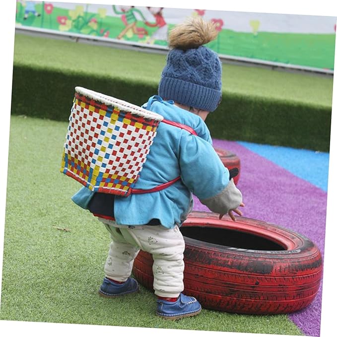 Handwoven Ethnic Style Basket Toy for Boys and Girls Random Dance Prop and Storage for Boy Girl Playroom and Nursery