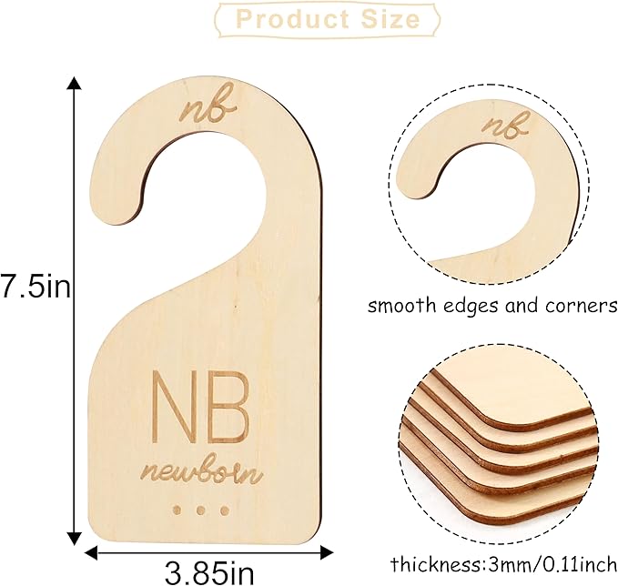 Baby Closet Dividers Wooden - Clothes Size Markers for Babies,Organize Babies Closet Hanger,Baby Nursery Closet Dividers,Newborn to 24 Months for Home Nursery Clothes
