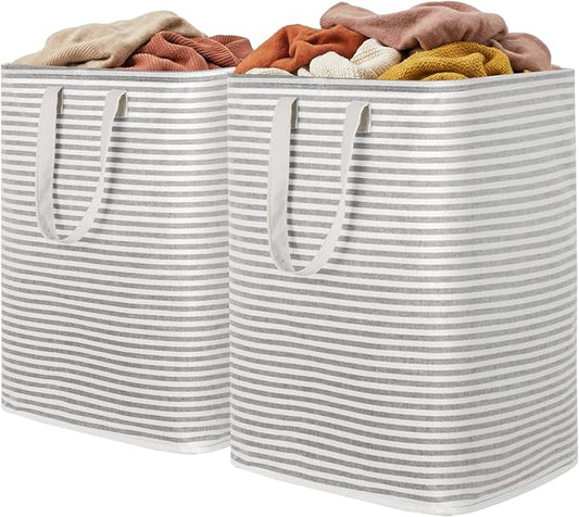 Lifewit 2 Pack Laundry Hamper Large Collapsible Laundry Baskets, Freestanding Waterproof Clothes Hamper with Easy Carry Handles in Laundry Room Bedroom Bathroom College Dorm, Grey, 2 x 90L