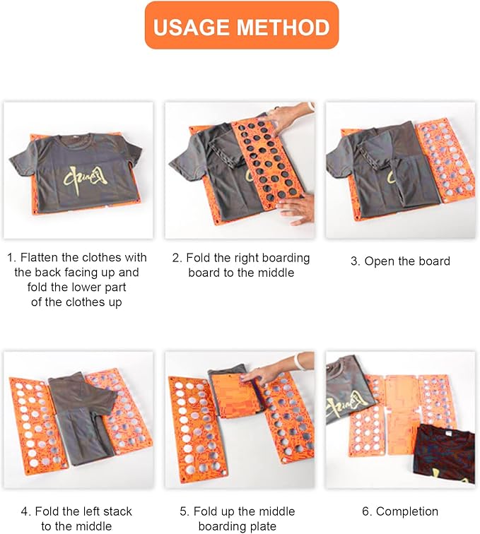 Folding Boards Quality Kids Magic Clothes Folder T Shirts Jumpers Organizer Fold Save Time Quick Clothes Folding Board Holder (Orange)