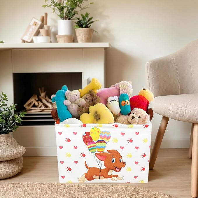 Large Easter Basket for Empty Kid Rectangular Cute Easter Gift Storage Basket Bunny Eggs Décor (Dog)