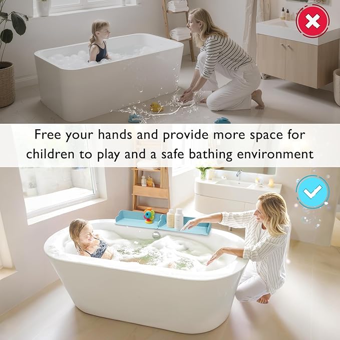 2 PCS Bath Splash Guard for Tub Kids, Guard Splash for Tub, Bathtub Splash Guard for Kids, Silicone Bath Guard Splash, Bathtub Toy Holder With 4 Strong Suction Cups