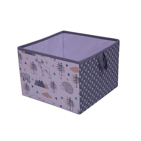 Bacati - Large Storage Tote Woodlands Animals Beige/Grey 14 X 14 X 10 inches