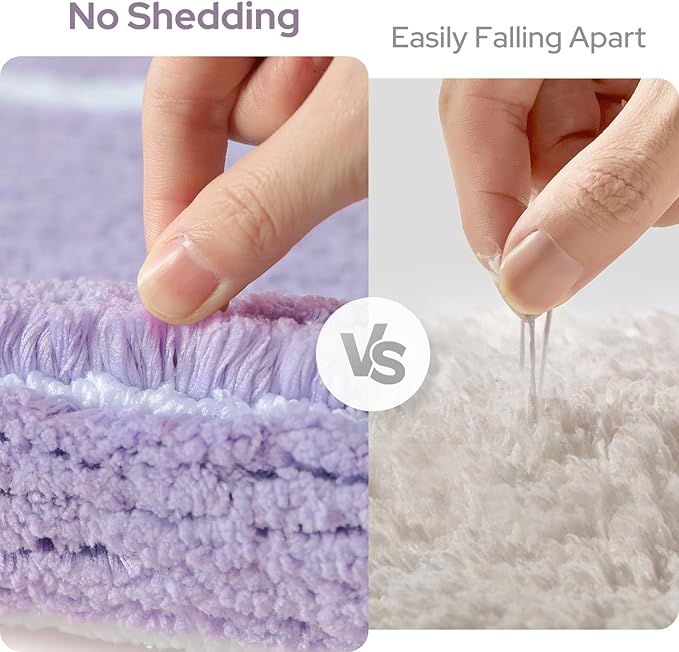 HOMEIDEAS Bathroom Rugs Sets 2 Piece, Super Soft and Absorbent Microfiber Tufted Bath Mats, Non-Slip and Machine Washable Bath Rugs(Lavender)