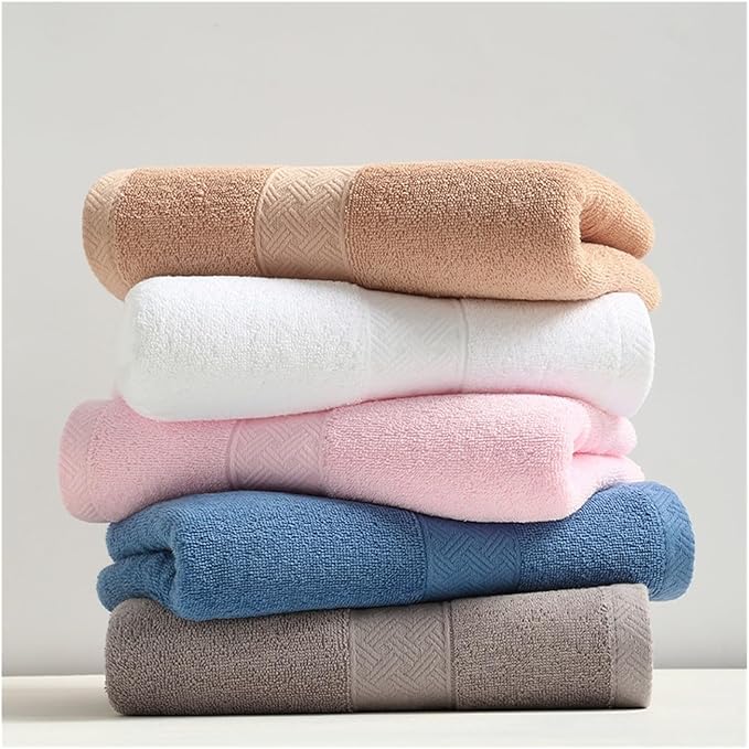 3 Pack Satin Striped Cotton Towels, Thick Bath Towels, 120-140 GSM, 35x75cm(White)