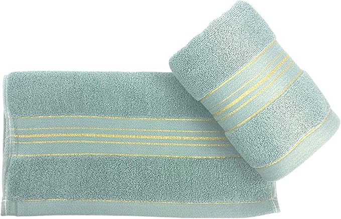3-Pack Cotton Towels, Soft and Absorbent Face & Bath Towels, Solid Colors with Embroidery(Green)