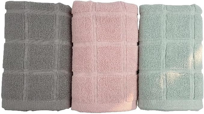 3 Pack Cotton Towels 34x74cm, Thick Soft Bath and Face Towel Set for Home Use(Beige)