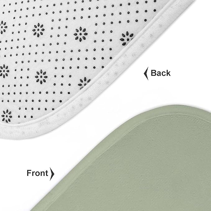 3 Pieces Bath Rug Sets, Sage Green Trend Color Bathroom Mat Set Non Slip U Shaped Contour Rug & Toilet Lid Cover