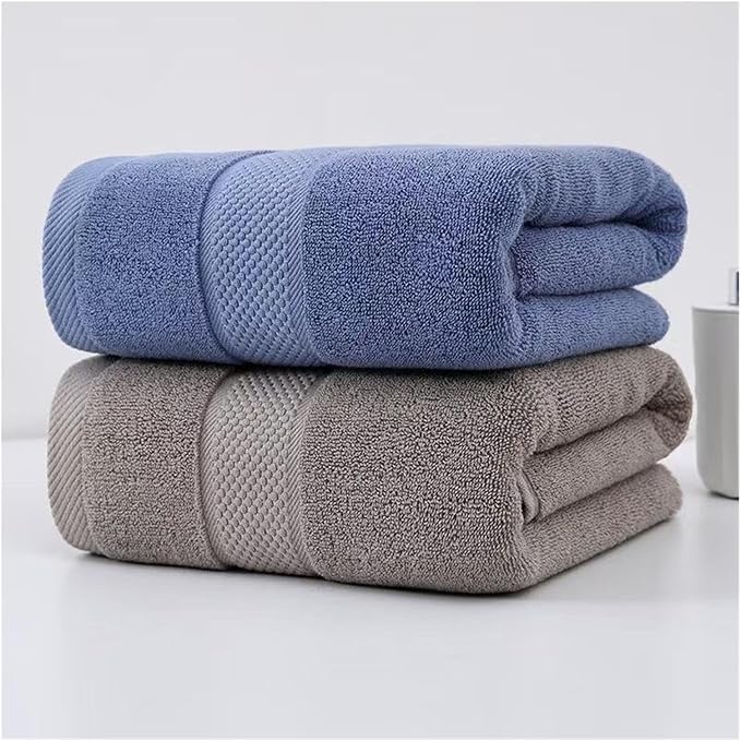 2 Pack Cotton Bath Towels, Absorbent & Soft, Long Staple Cotton, 70x140cm for Adults(Pink Grey)