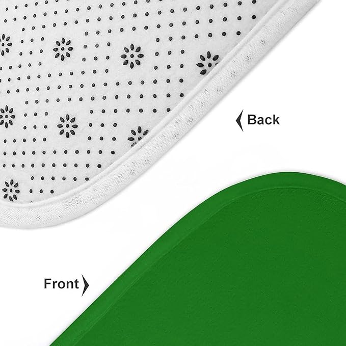 3 Pieces Bath Rug Sets, Solid Green Trend Color Bathroom Mat Set Non Slip U Shaped Contour Rug & Toilet Lid Cover