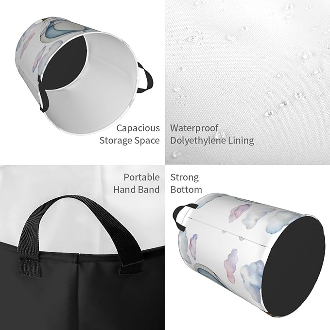 Hot Air Balloon Round Laundry Hamper Cute Storage Basket Toys Clothes Organizer Bin For Home Bathroom Bedroom Dorm Nursery, 62l