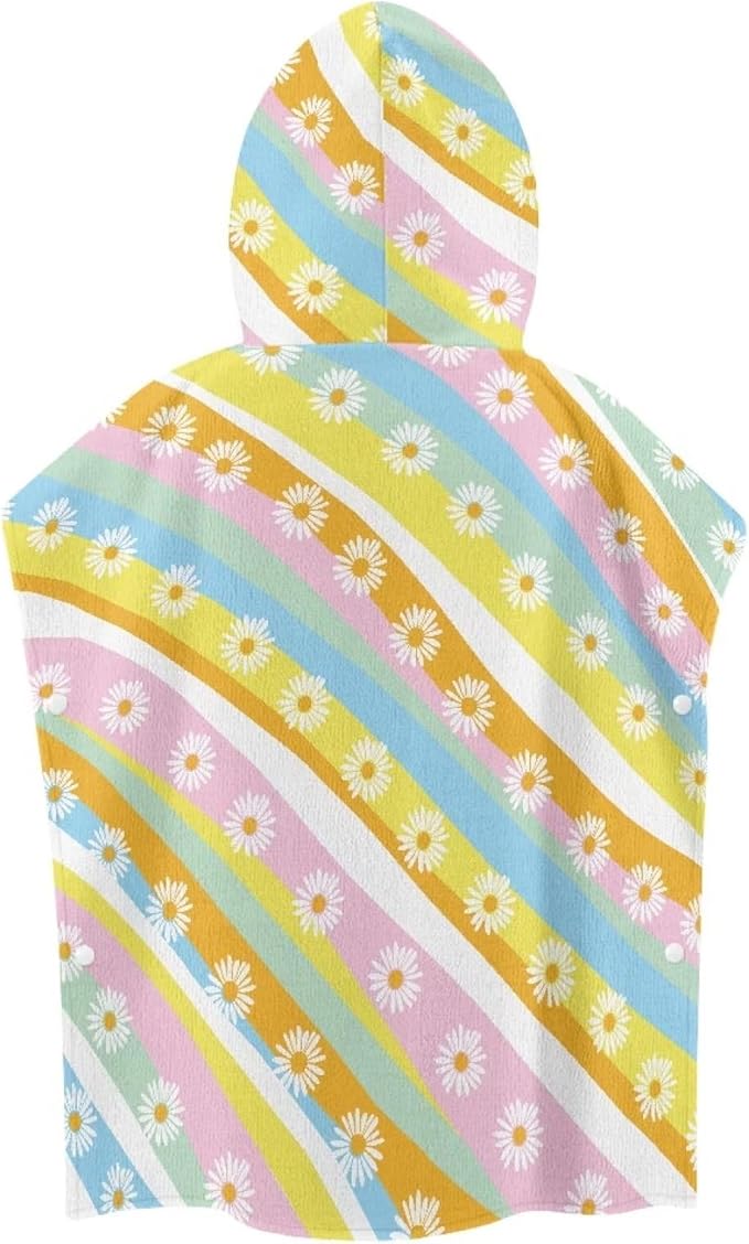 Hooded Bath Towel Poncho Toddler Ultra Absorbent Colorful Daisy Large Towel Wrap Toddlers Shower Decorations for Boys Girls Bathroom Beach Swim Supplies