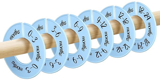 Pro Goleem Baby Closet Dividers Blue Baby Closet Organizer for Nursery Baby Clothes Size Age Dividers Fits 1.5" Rod 6 PCS