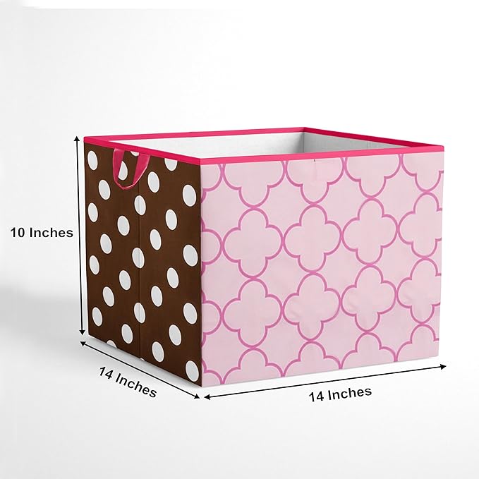 Bacati - Large Storage Tote Butterflies Pink/Chocolate Girls 14 x 14 x 10 inches