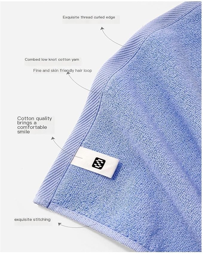 3-Pack Solid Color Cotton Towels, Soft Absorbent Bath Towels for Home(Blue)