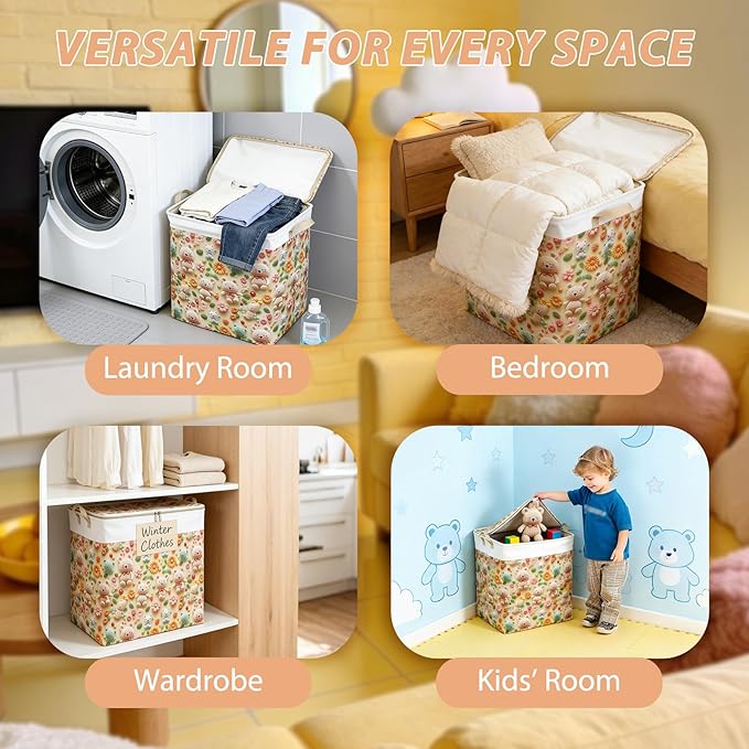 120L Extra Large Laundry Basket with Lid & Handles, Collapsible Waterproof Laundry Hamper for Laundry Room Organization