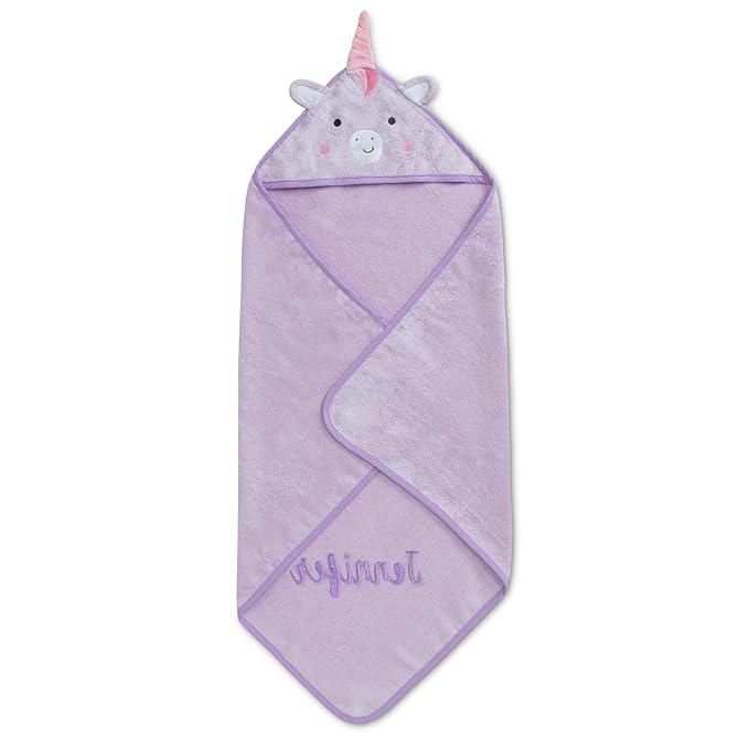 Delta Children Baby/Infant Hooded Bath Towel - Super Soft and Absorbent- Newborn Essential - Ideal Baby Registry/Shower Gift for Boys and Girls, Light Purple Unicorn