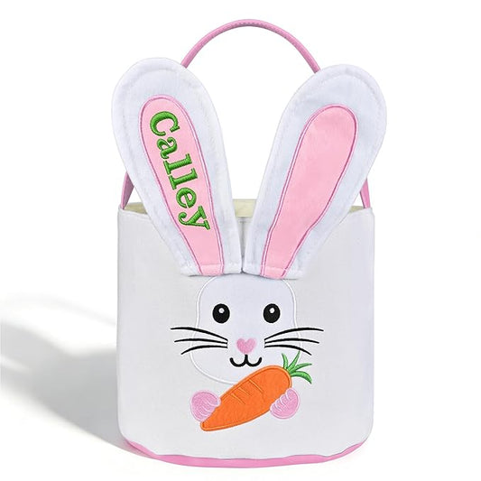 Easter Baskets for Kids - Touber Bunny Easter Basket | Gifts for Boys & Girls and Hunting Party Favor Supplies - Pink Ears