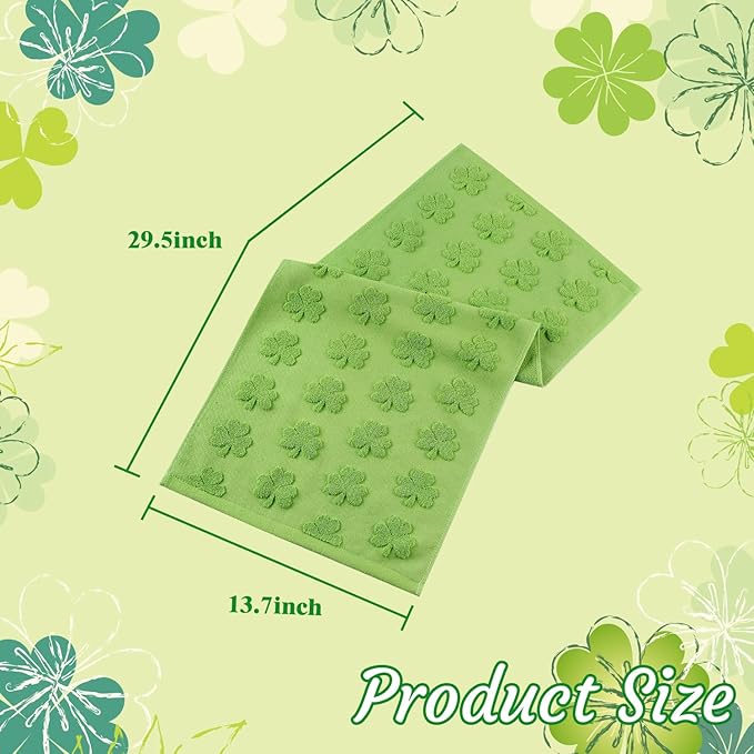 3 Pack St. Patrick's Day Hand Towels Green White Clover Shamrocks 100% Cotton Decorative Bathroom Towels Set for Drying, Cleaning, Cooking, Everyday Use,13.7'' x 29.5''
