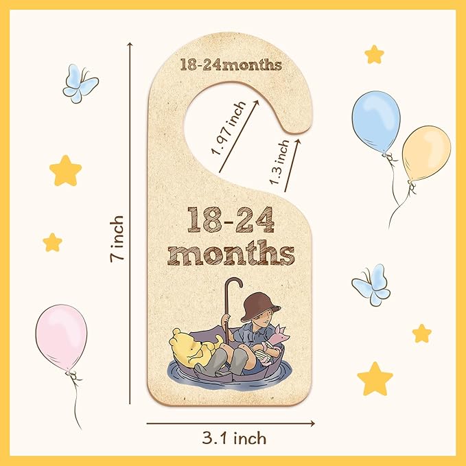 Winnie Nursery Decor Baby Closet Divider -8PCS Wooden Baby Closet Dividers for Baby Clothes Organizer,Baby Clothes Dividers for Closet,Daisy Design Nursery Decor Clothes Hanger Dividers