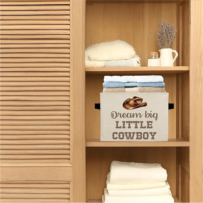 Western Cowboy Nursery Storage Bins Box, Toybox for Boys, Little Cowboy Western Foldable Storage Baskets Organizer for Bedroom Bathroom Boys Room Dorm Clothes Toys Books